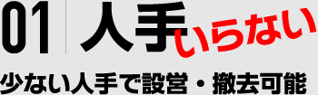 01|人手いらない 少ない人数で設営・撤去可能